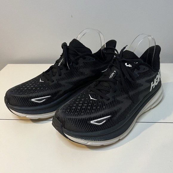 Hoka One One Shoes - Hoka One Womens 9.5B Black Clifton 9 Athletic Walking Running Sneakers 1127896